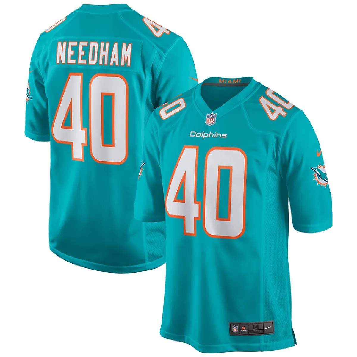 47d6efe0fb Men's Miami Dolphins Nik Needham Nike Aqua Game Jersey - Image 1