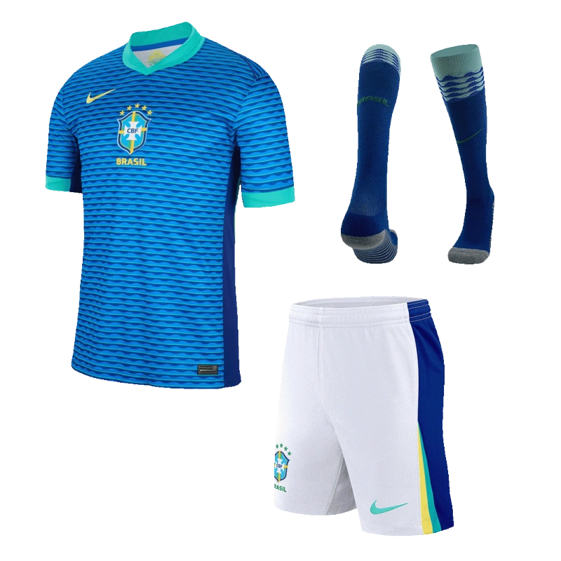 573dcfbfd6 Kids Brazil Custom Away Full Soccer Kits 2024 - Image 1