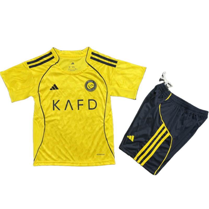 81b85bea1 Al Nassr Home Kids football jersey Kit 2025-26 Fan Version - Image 1
