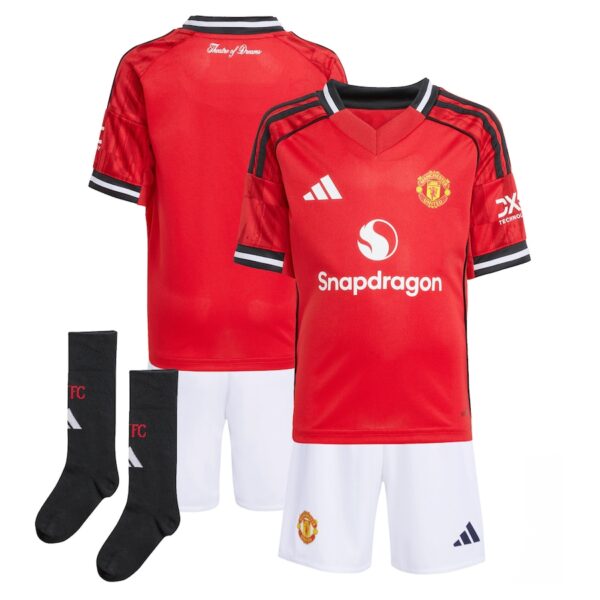 Kids Manchester United Home Soccer Kits 25-26 (Jersey+Shorts+Socks)