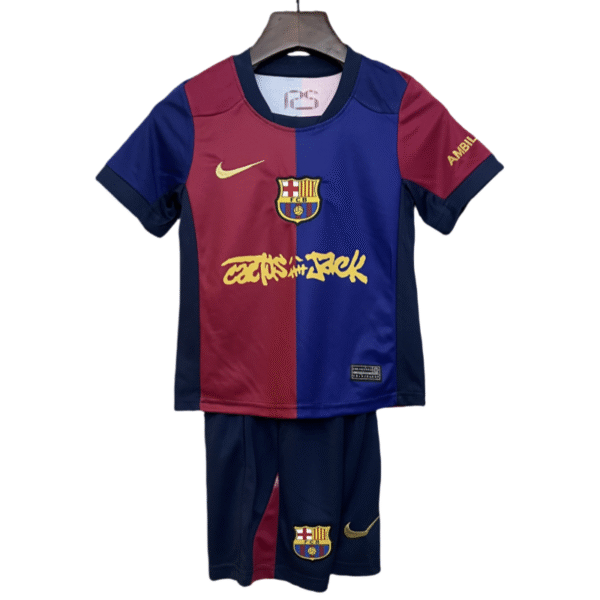 Kids Barcelona X Travis Scott Home Soccer Kits 24-25